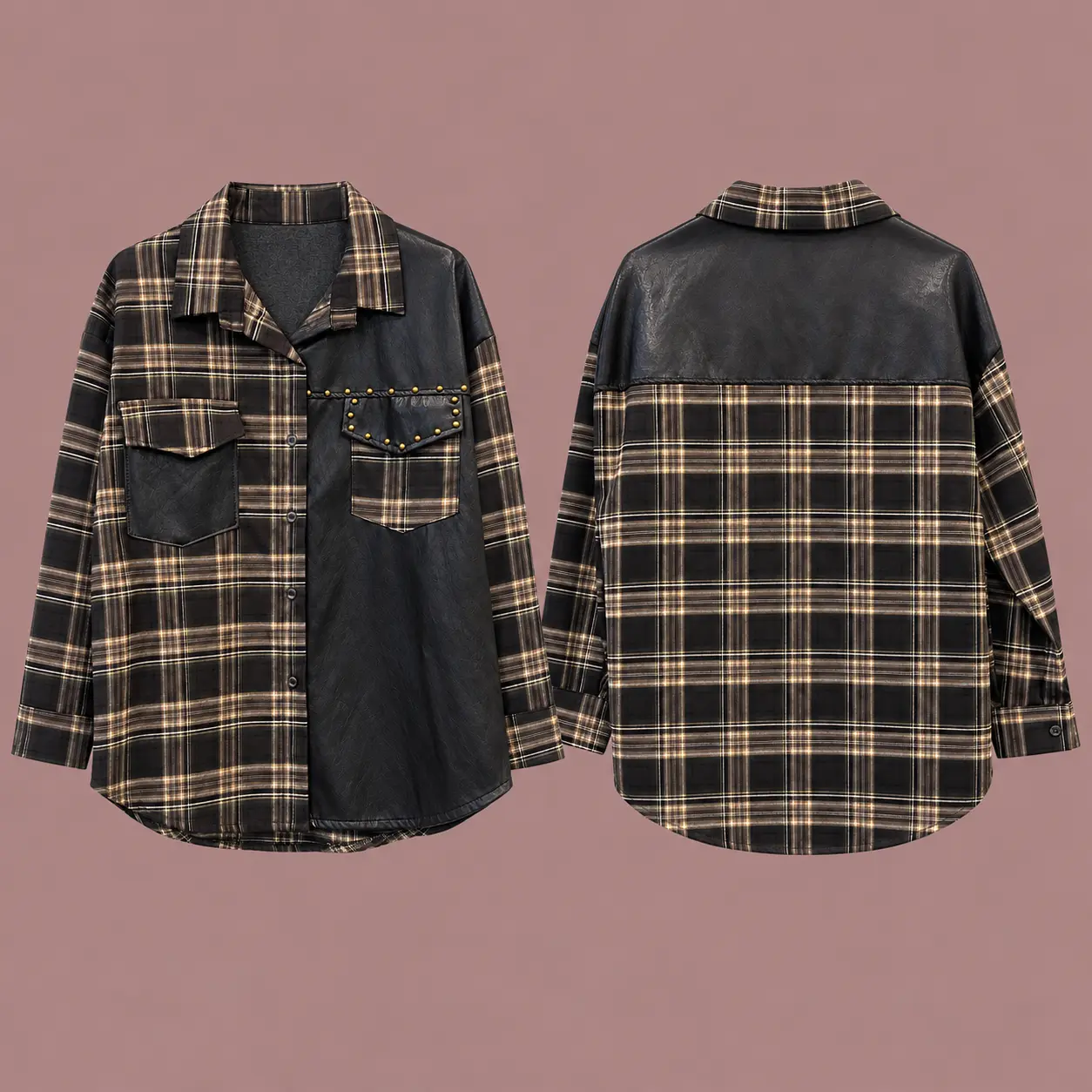 Casaco xadrez oversized, frente e costas.webp